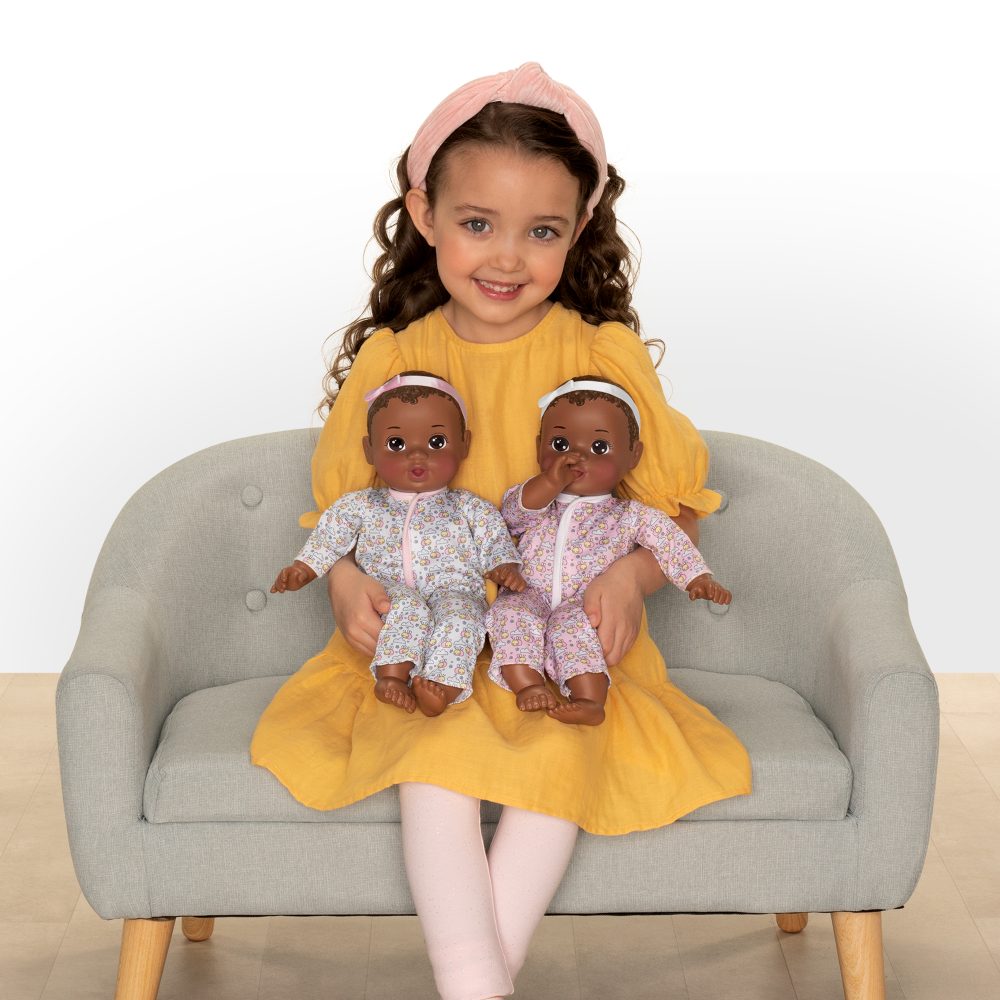 14" My Sweet Baby Twins Twin Girl Dolls Dark Brunette w/ Brown Eyes