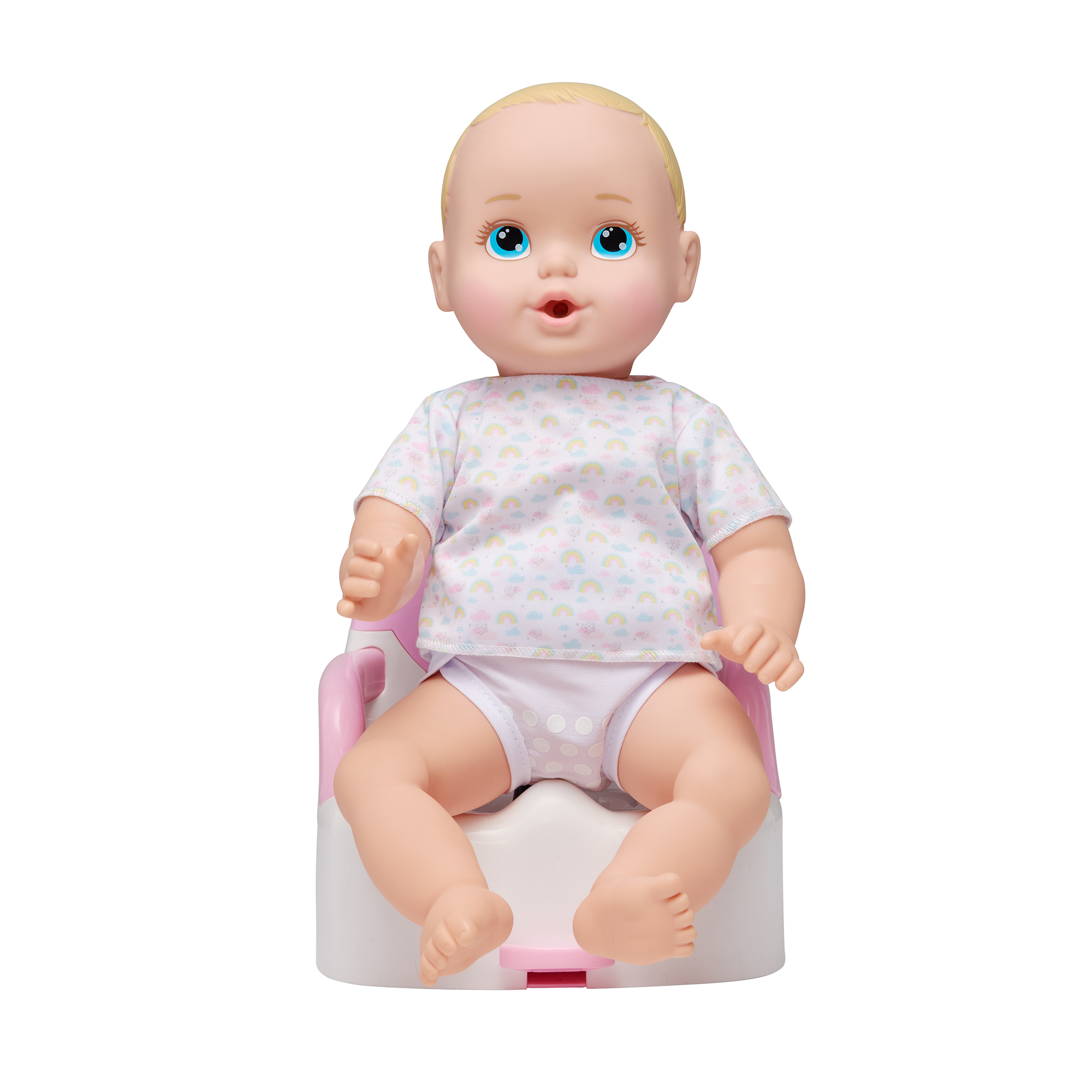 14" Feed & Wet w/ 14'-inch' Blonde Hair/Blue Eyes Baby Doll 3-pieces Makes Flushing Potty Sounds