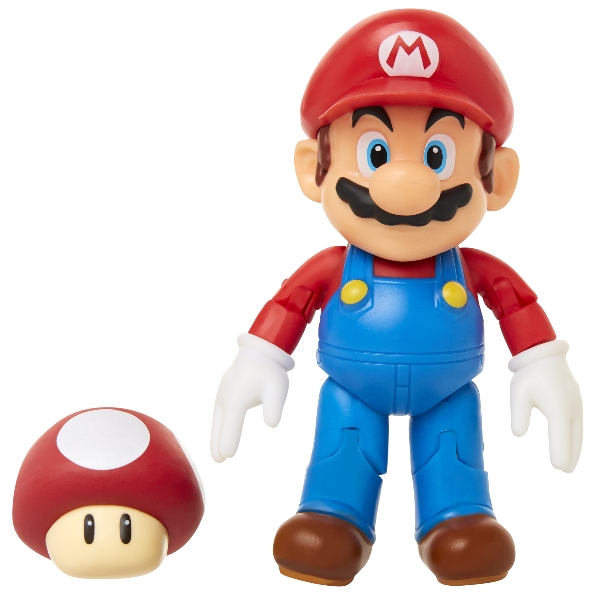 Super Mario Articulated Action Figure 4″ Super Mario w/ Red Mushroom Wave 19