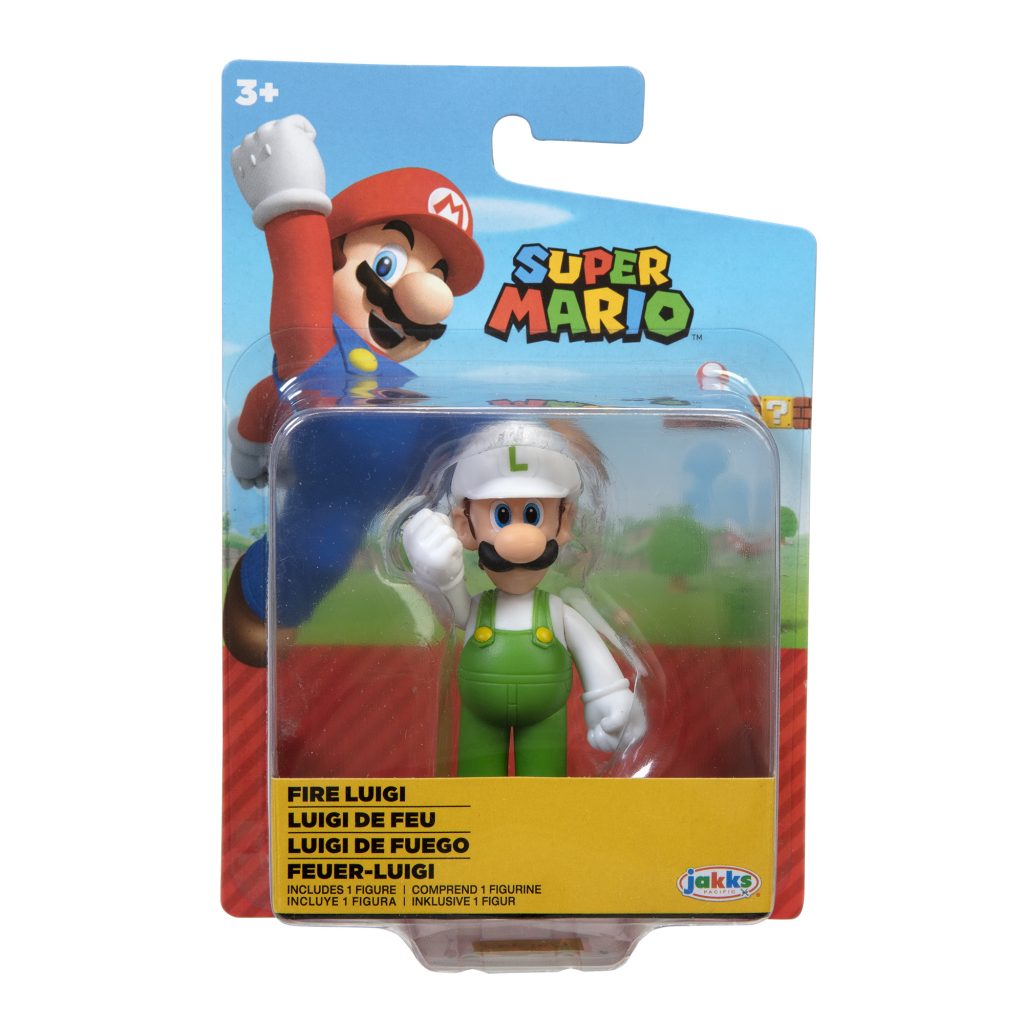 Super Mario Articulated Action Figure 2.5″ Fire Standing Luigi