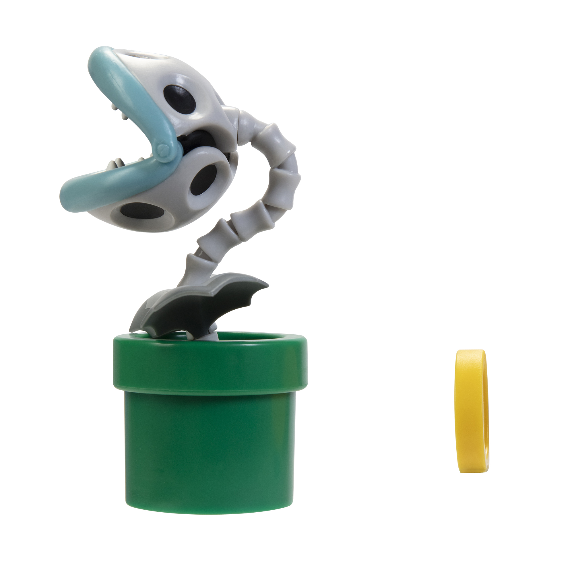 Super Mario Articulated Action Figure 4″ Bone Piranha Plant w/ Coin Wave 21