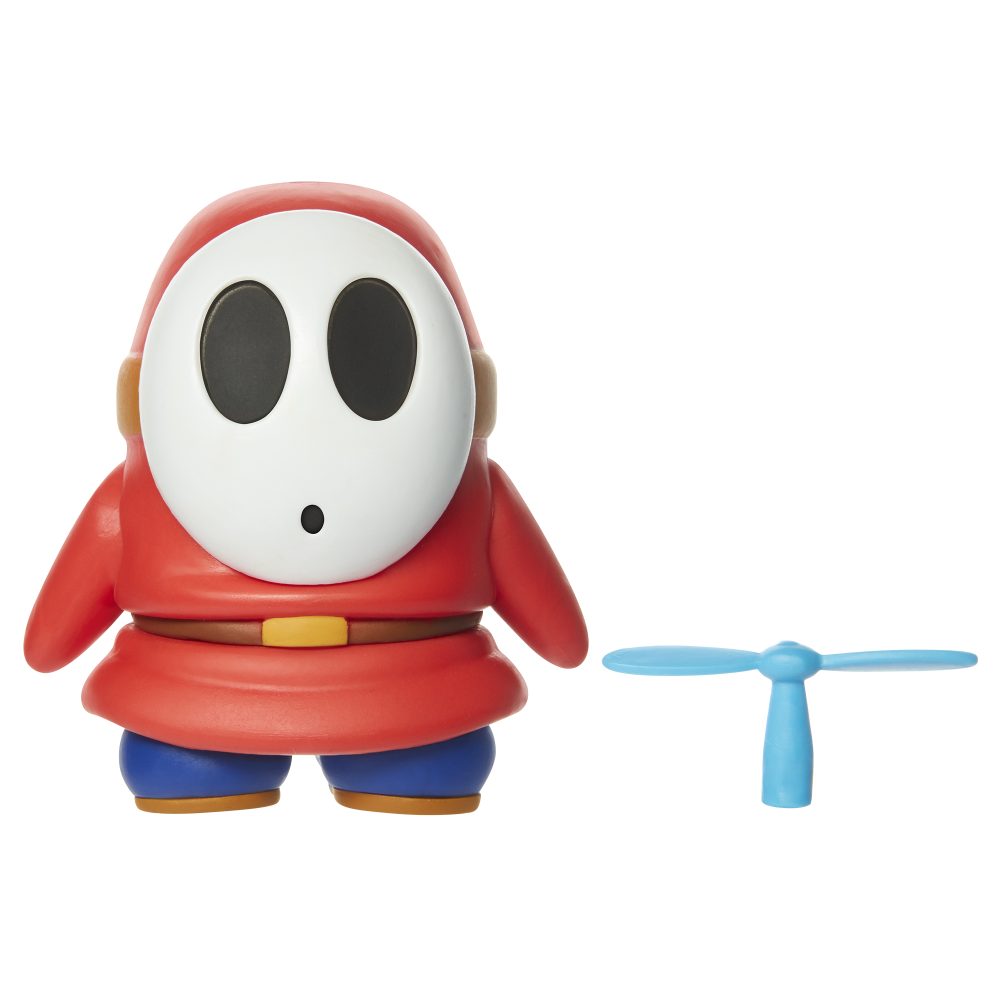 Super Mario Articulated Action Figure 4″ Red Shy Guy w/ Propeller