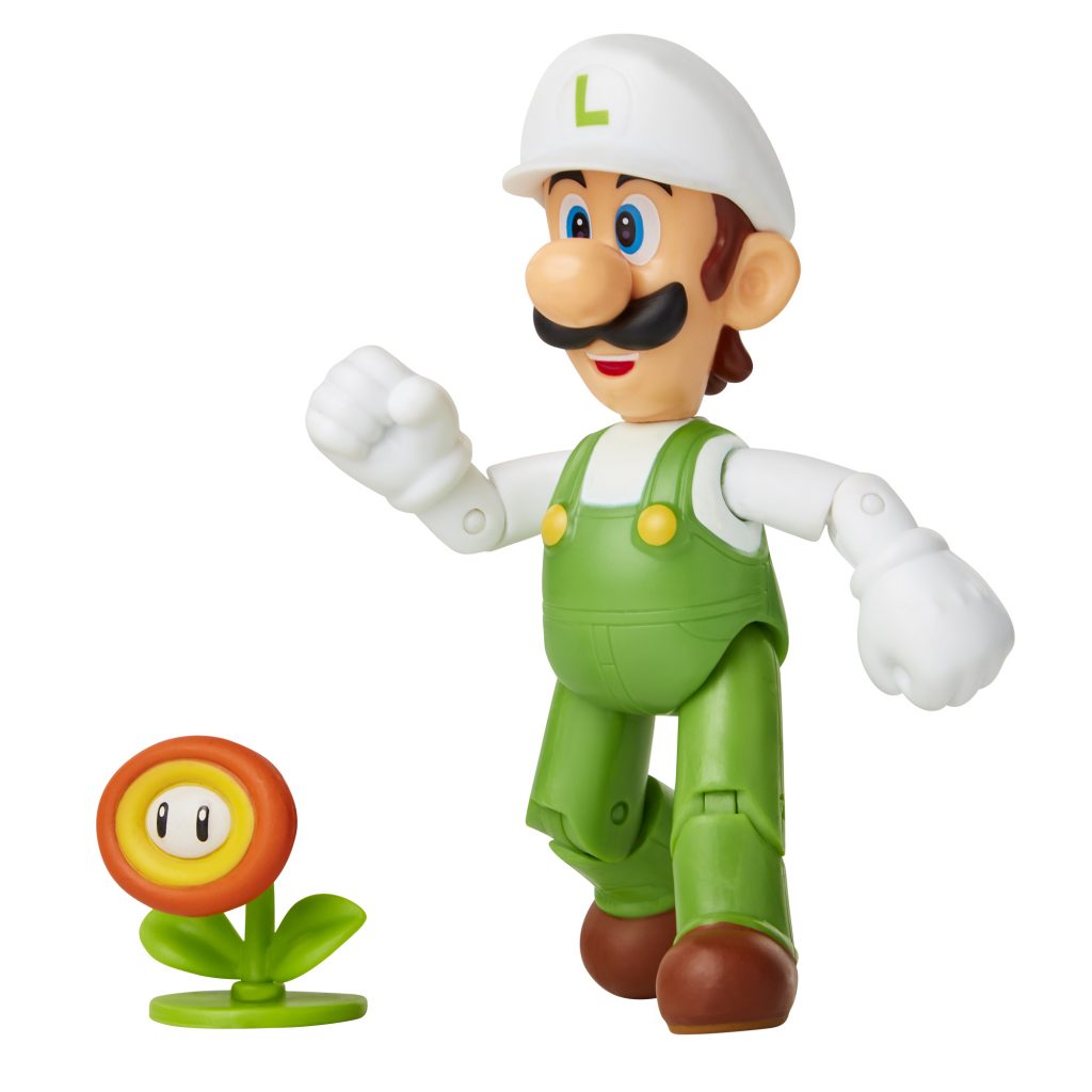 Super Mario Articulated Action Figure 4″ Fire Luigi w/ Fire Flower Wave 22