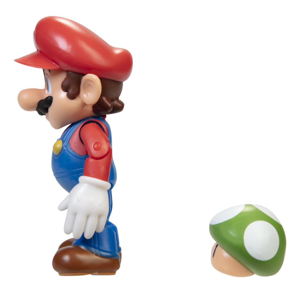 Super Mario Articulated Action Figure 4″ Mario w/ 1 Up Mushroom Wave 22