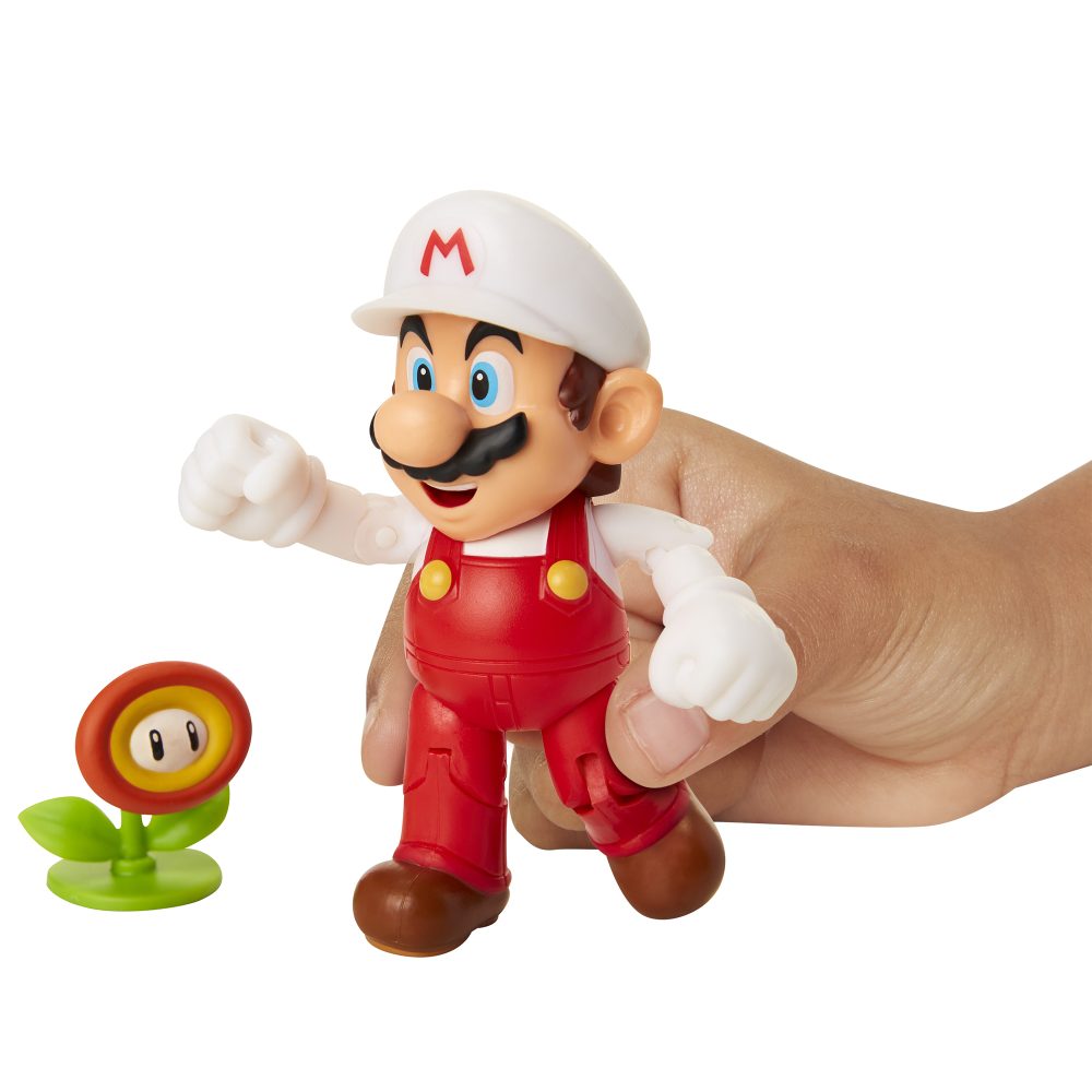 Super Mario Articulated Action Figure 4″ Fire Mario w/ Fire Flower Wave 18