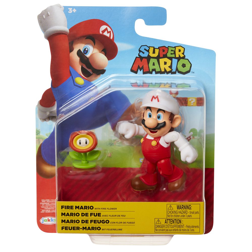 Super Mario Articulated Action Figure 4″ Fire Mario w/ Fire Flower Wave 18