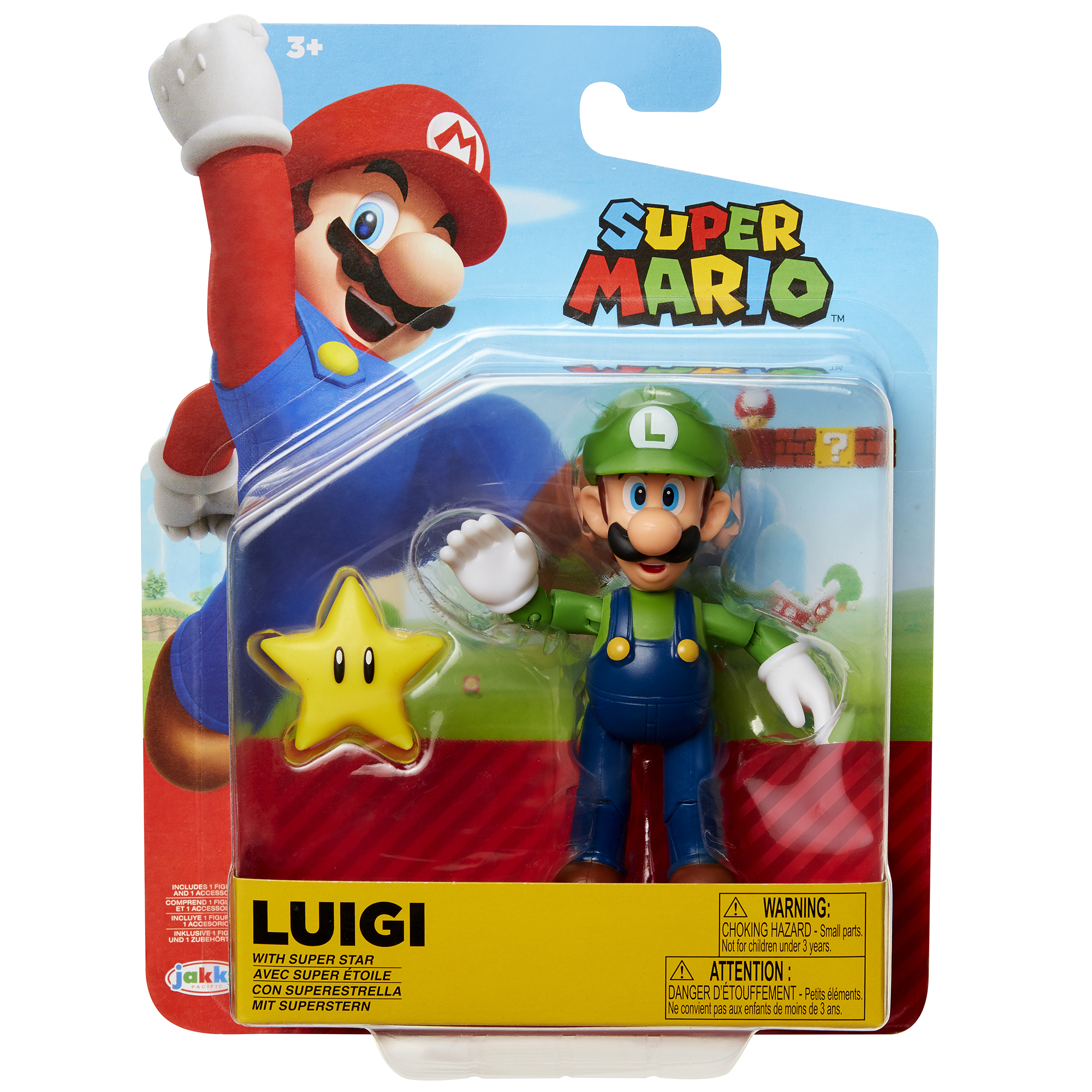 Super Mario Articulated Action Figure 4″ Luigi w/ Star Wave 19