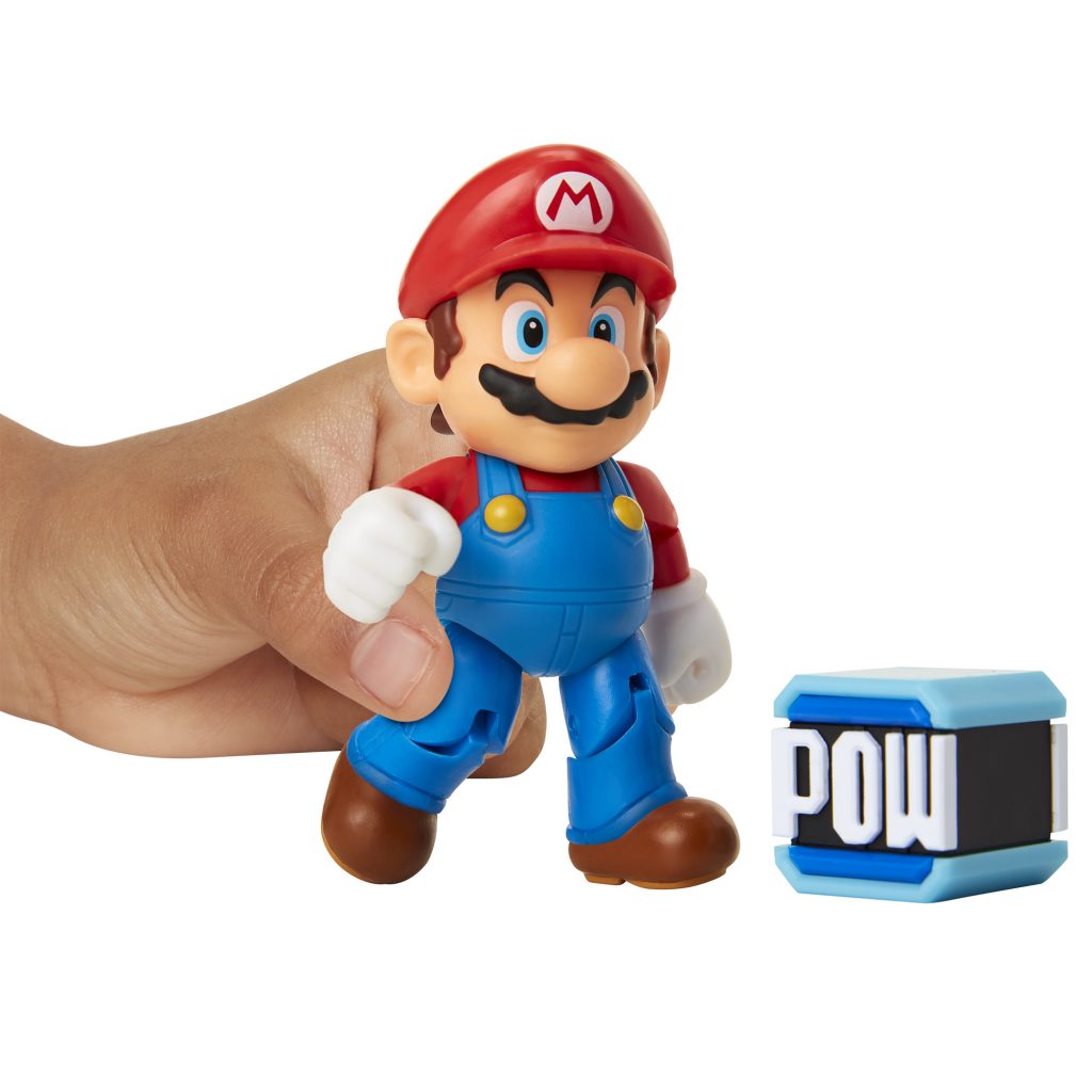 Super Mario Articulated Action Figure 4″ Mario w/ POW Block