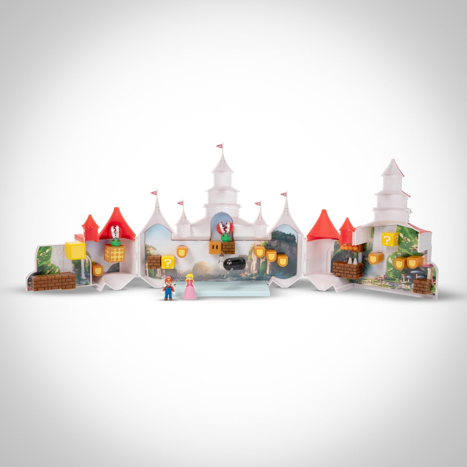 The Super Mario Bros. Movie Mushroom Kingdom Castle Playset with Mini 1.25” Mario and Princess Peach Figures