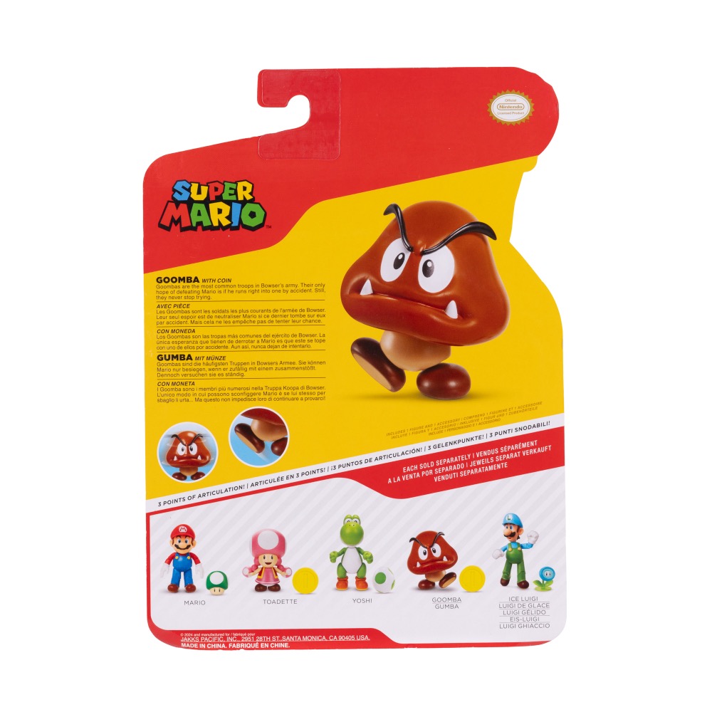 Super Mario Goomba 4-inch Articulated Figure with Coin