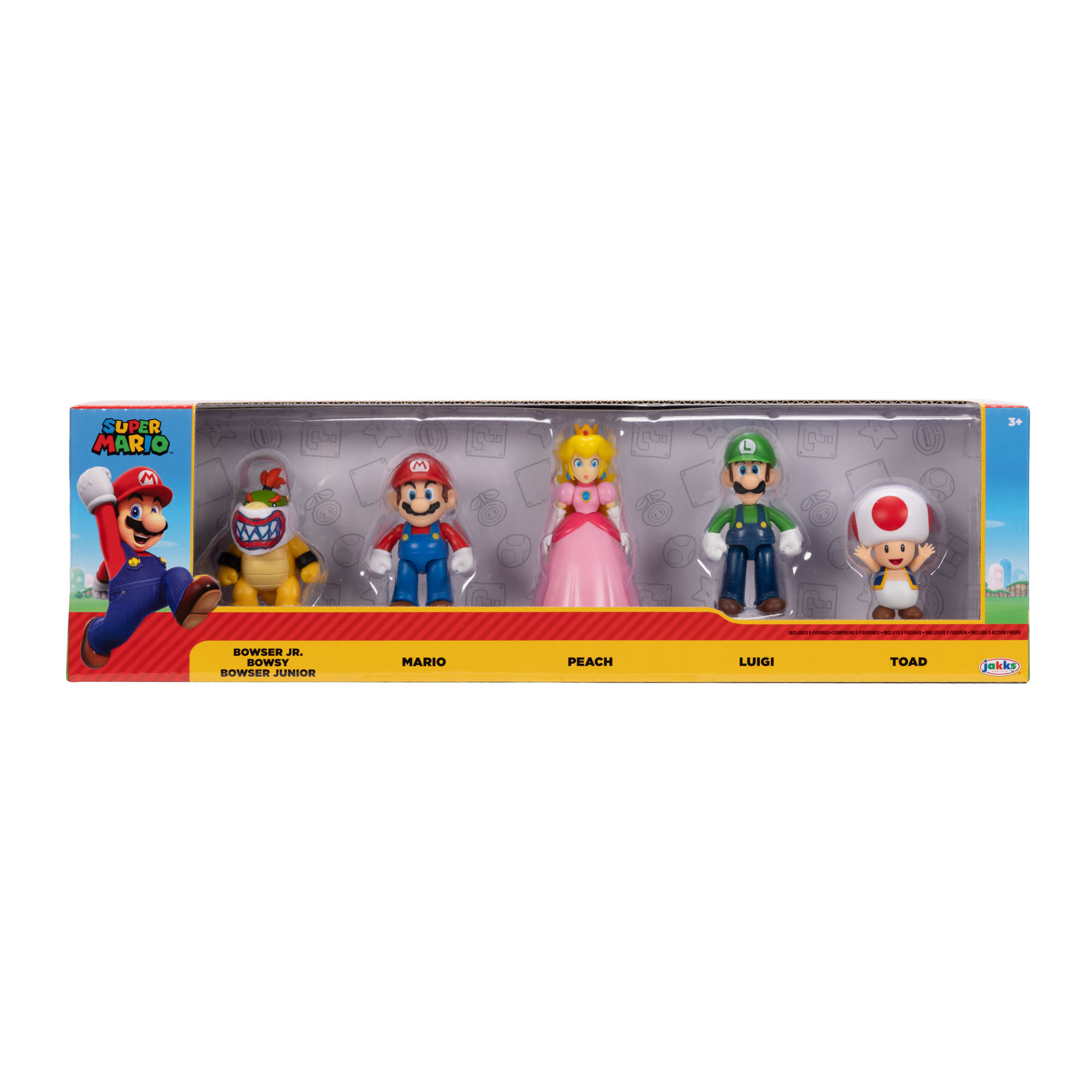 Mario, Luigi, Princess Peach, Toad, and Bowser Jr. 2.5-inch Figures 5-Pack - Image 2
