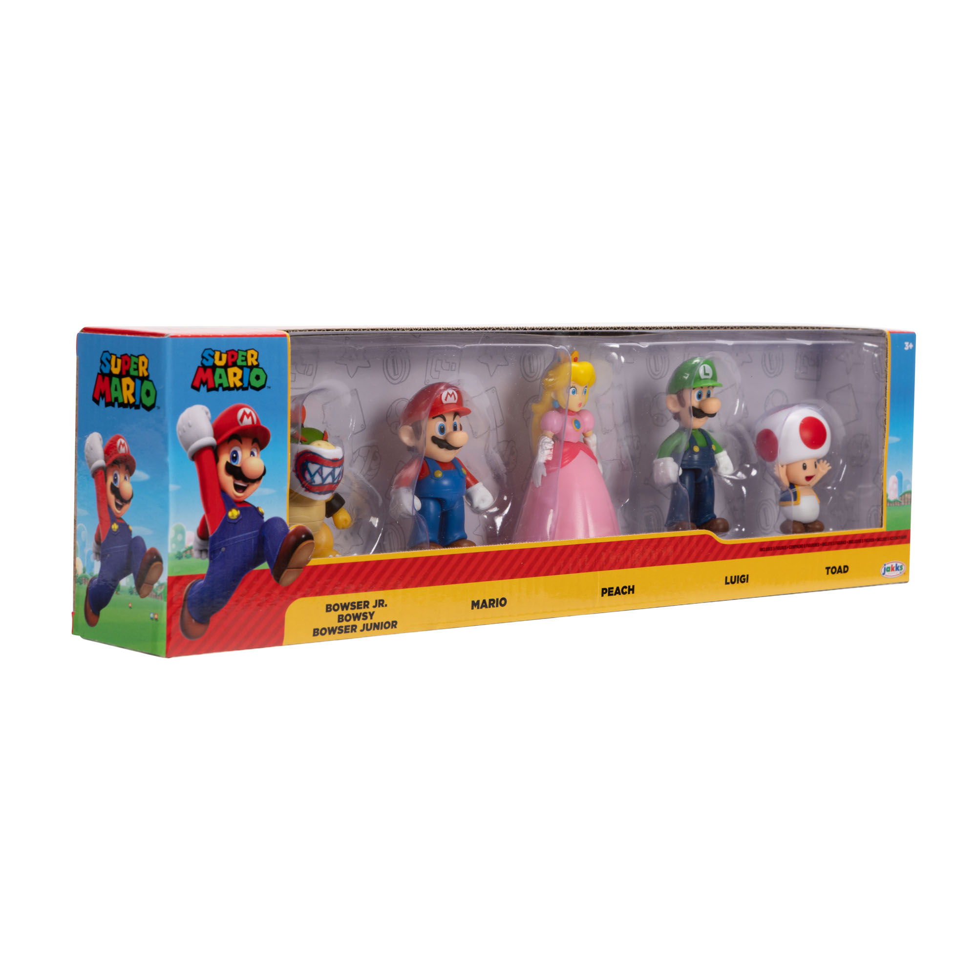 Mario, Luigi, Princess Peach, Toad, and Bowser Jr. 2.5-inch Figures 5-Pack - Image 3