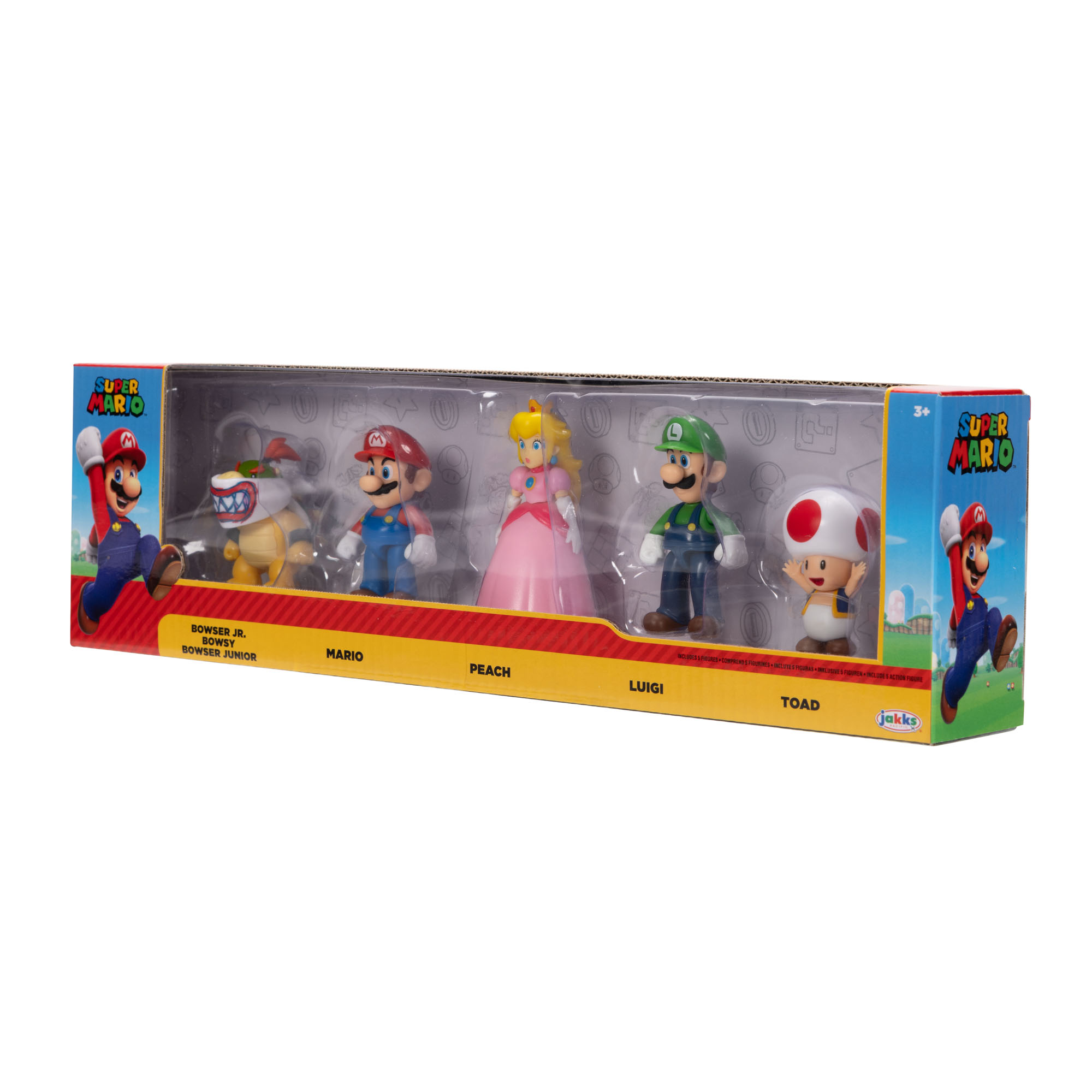 Mario, Luigi, Princess Peach, Toad, and Bowser Jr. 2.5-inch Figures 5-Pack - Image 4