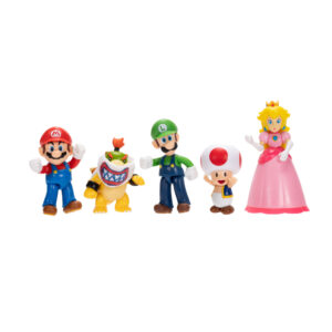 Mario, Luigi, Princess Peach, Toad, and Bowser Jr. 2.5-inch Figures 5-Pack