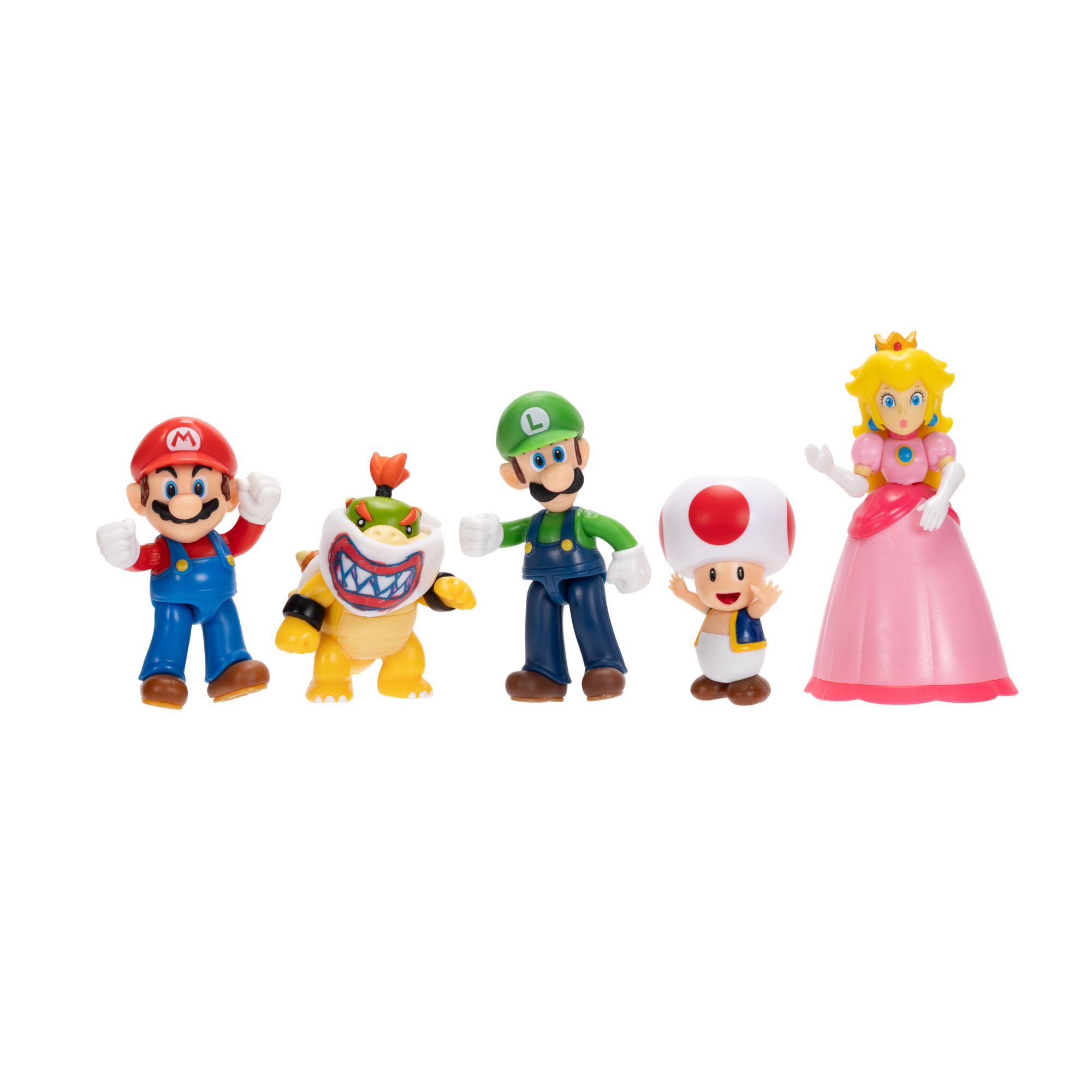 Mario, Luigi, Princess Peach, Toad, and Bowser Jr. 2.5-inch Figures 5-Pack